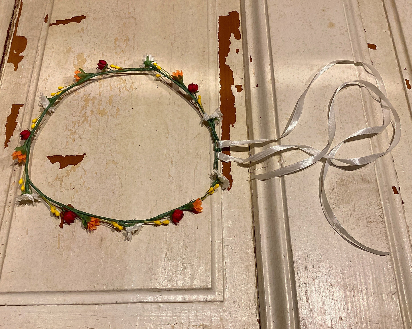 Rasp Blüten Girlande am Draht Orange Rot