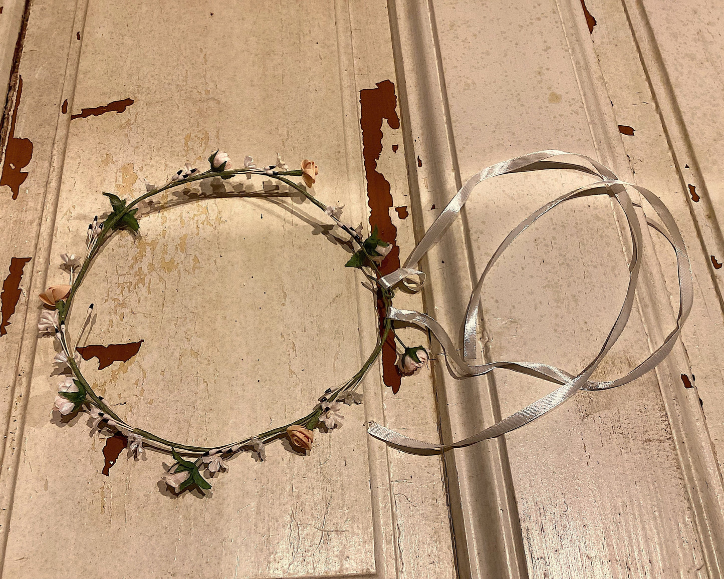 Rasp Blüten Girlande am Draht Lachs