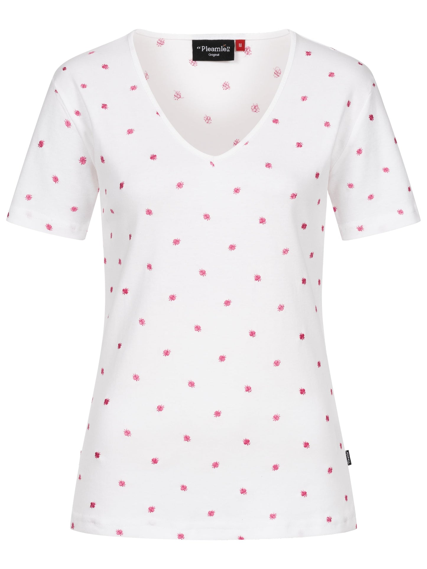 Pleamle Damen Shirt Herzausschnitt Weiß/Pink