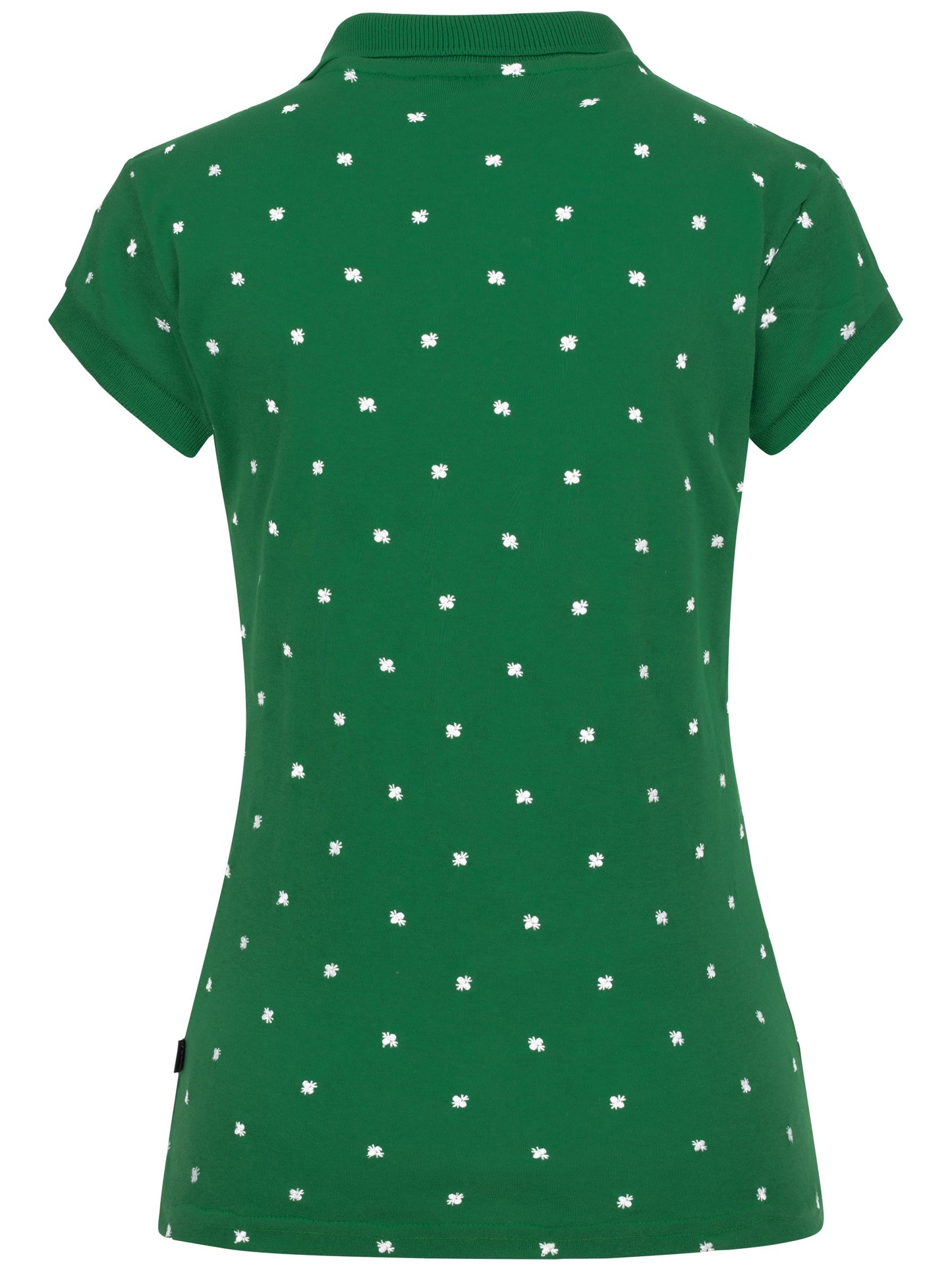 Pleamle Damen Polo Gezogene Knopfleiste Grün/Weiss