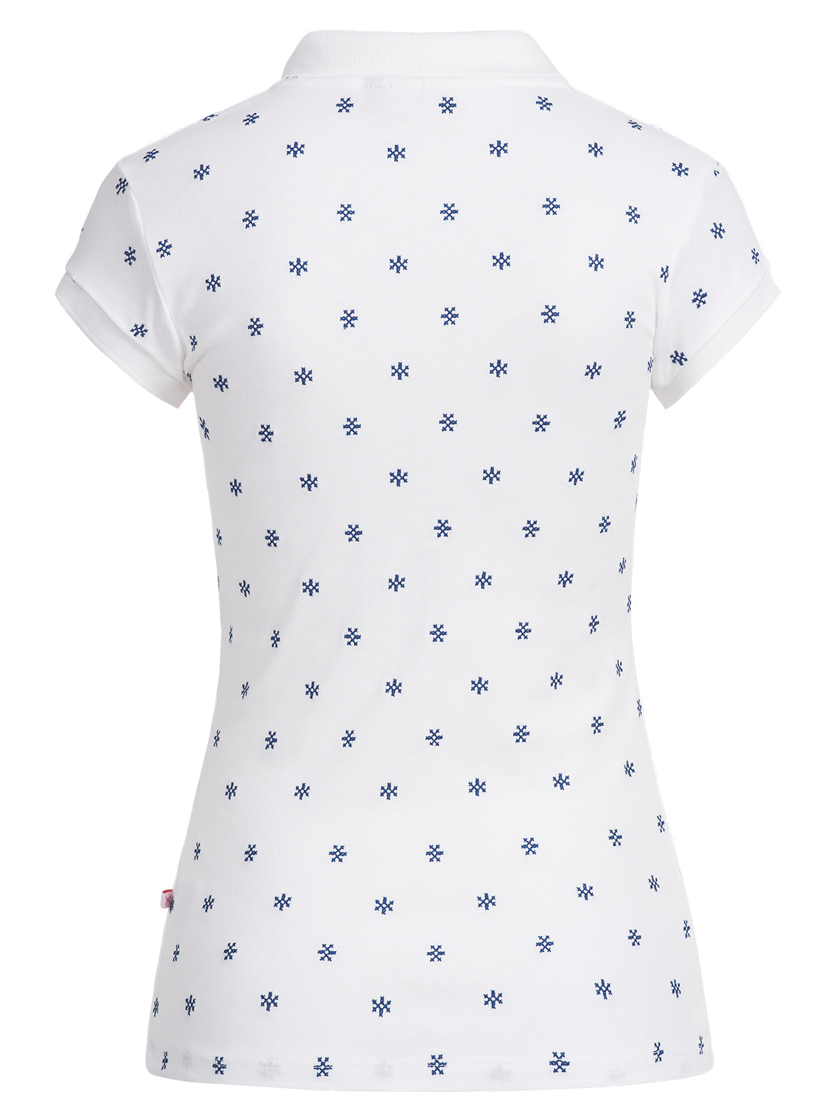 Damen Polo Gezogene Knopfleiste All Over weiß/blau