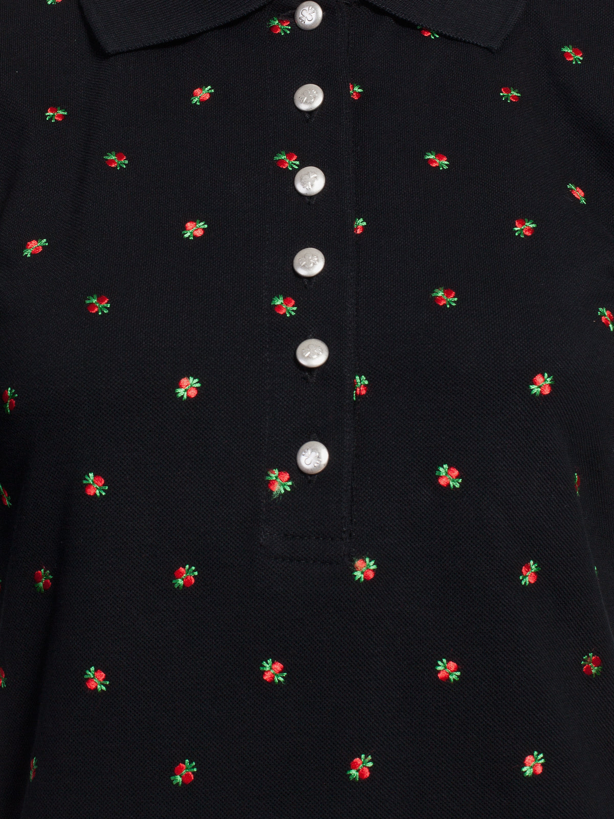 Pleamle Damen Polo Pique Kurzarm Schwarz