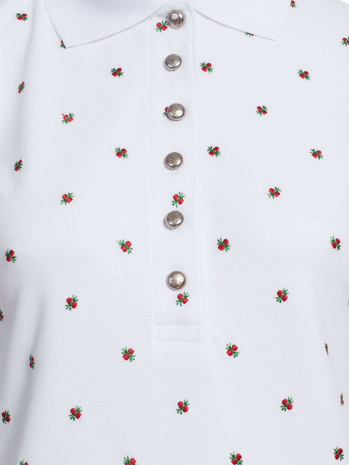 Pleamle Damen Polo Pique Kurzarm Weiß