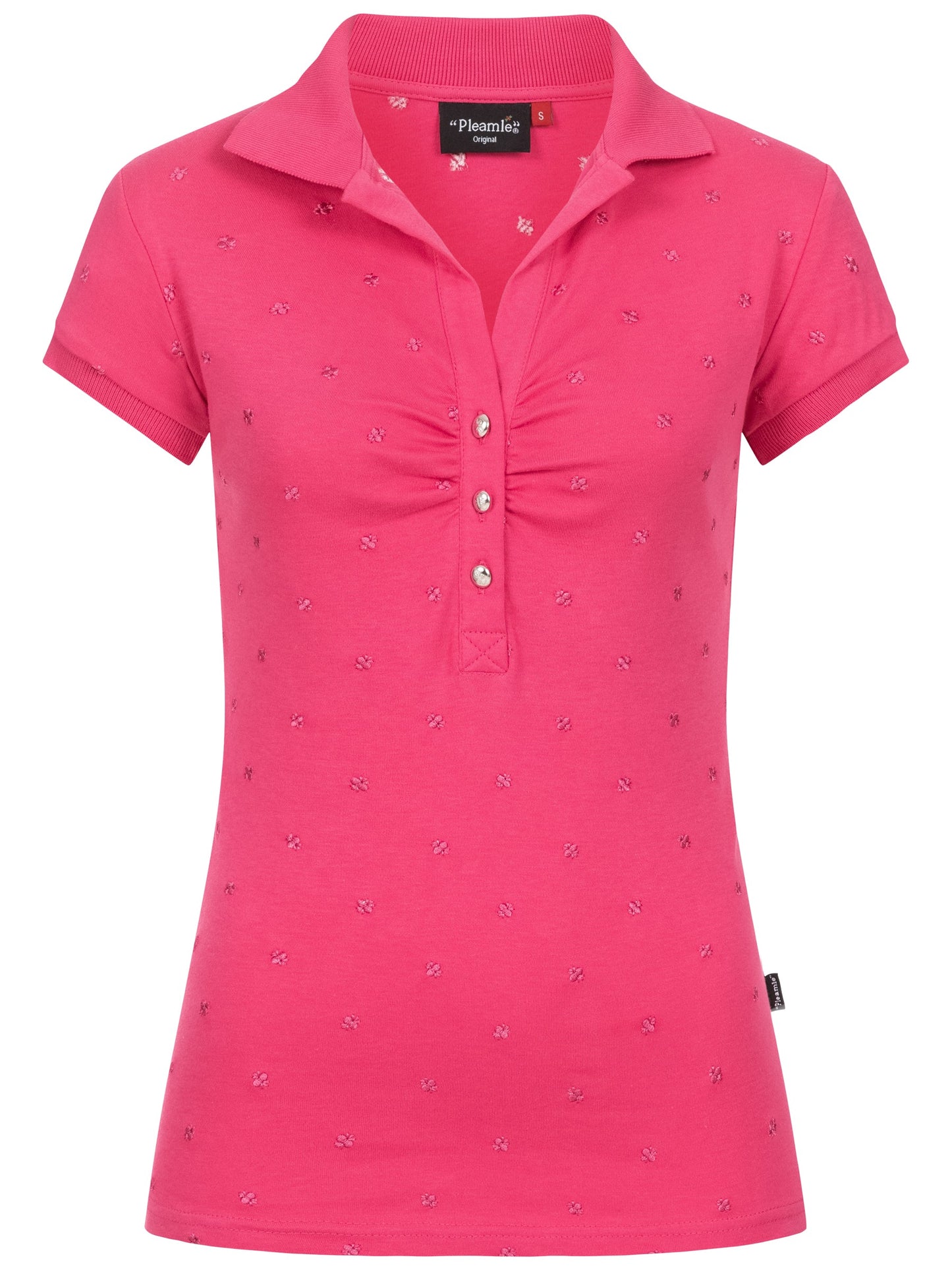 Pleamle Damen Polo Gezogene Knopfleiste Magenta