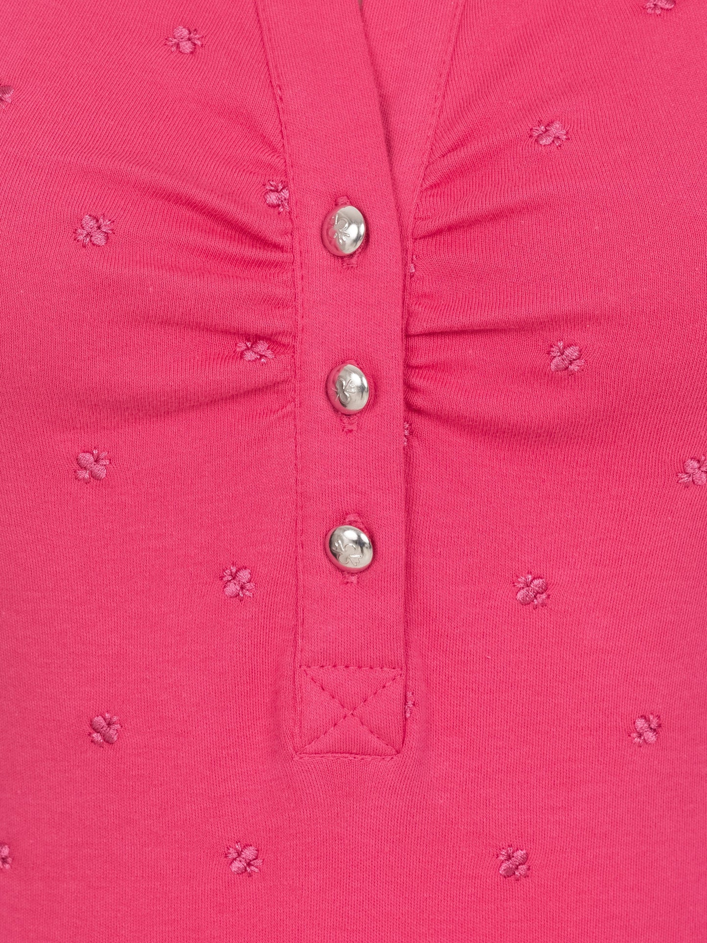 Pleamle Damen Polo Gezogene Knopfleiste Magenta