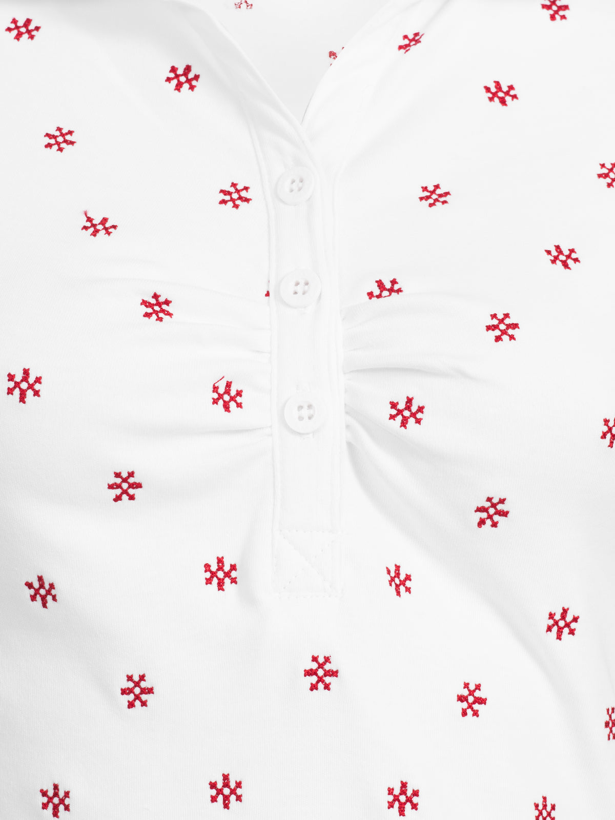 Damen Polo Gezogene Knopfleiste All Over weiß/rot