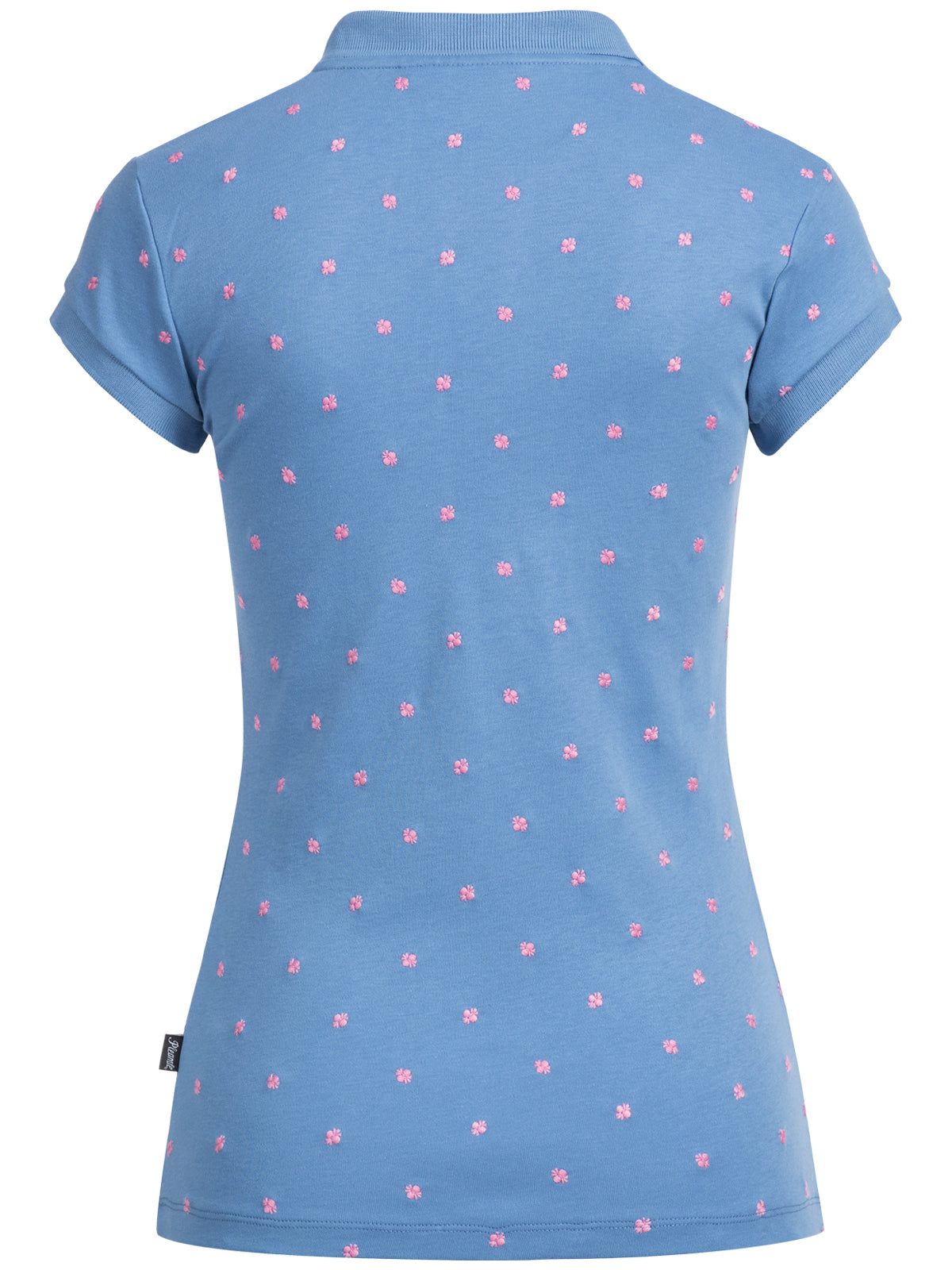 Pleamle Damen Polo Gezogene Knopfleiste Jeansblau