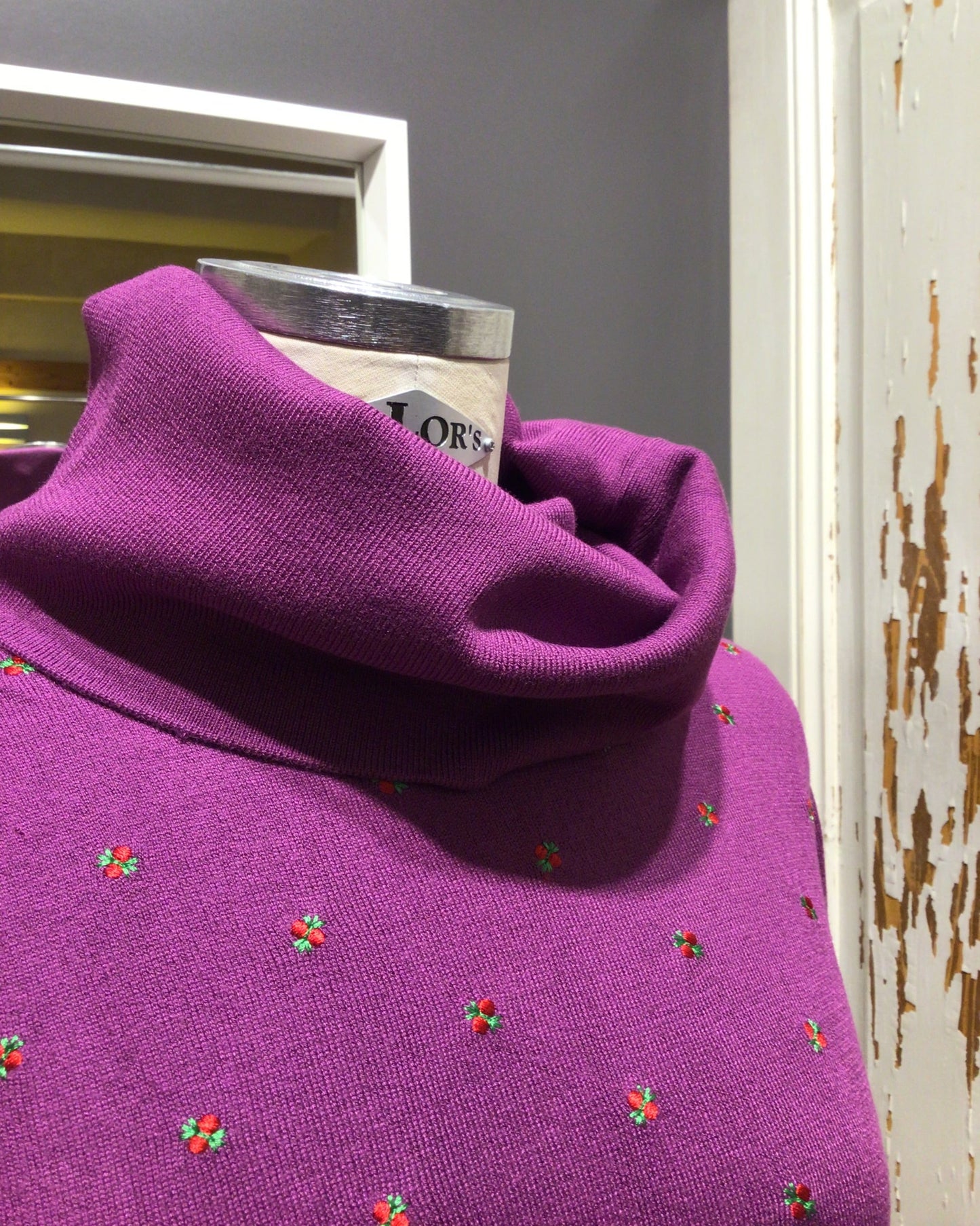 Pleamle Damen Tunika Strick Brombeere