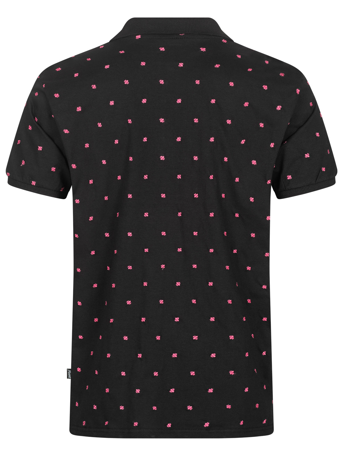 Pleamle Herren Polo BW Pique Elasthan Schwarz Magenta