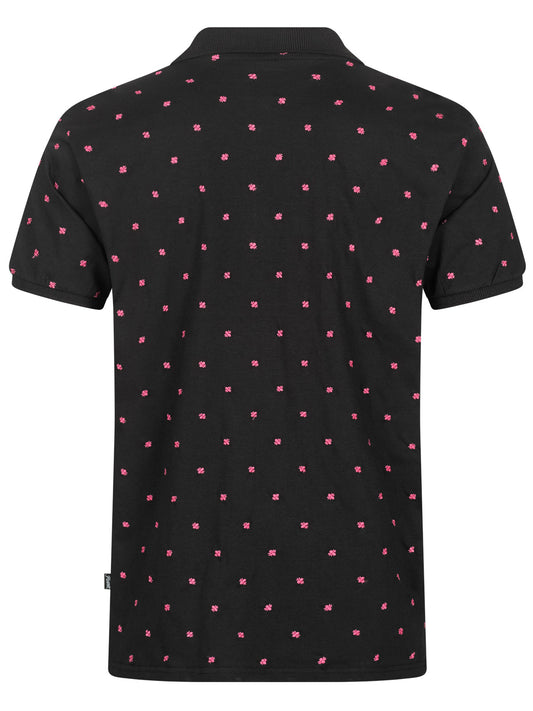 Pleamle Herren Polo BW Pique Elasthan Schwarz Magenta