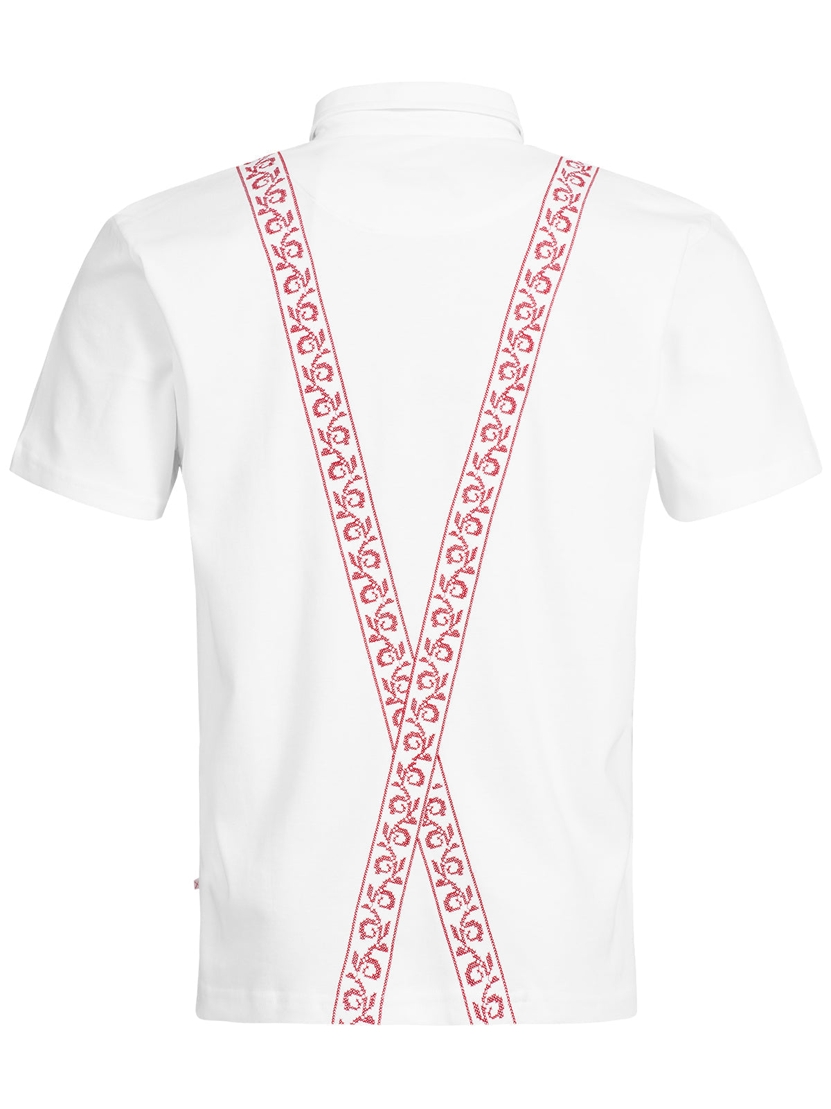 Herren Polo Kreuzstich Hosenträger Weiß