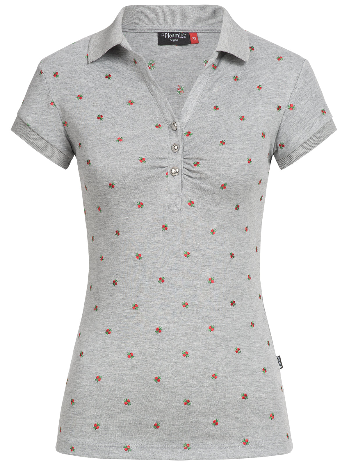 Pleamle Dame Polo gezogene Knopfleiste Kurzarm Original graumele