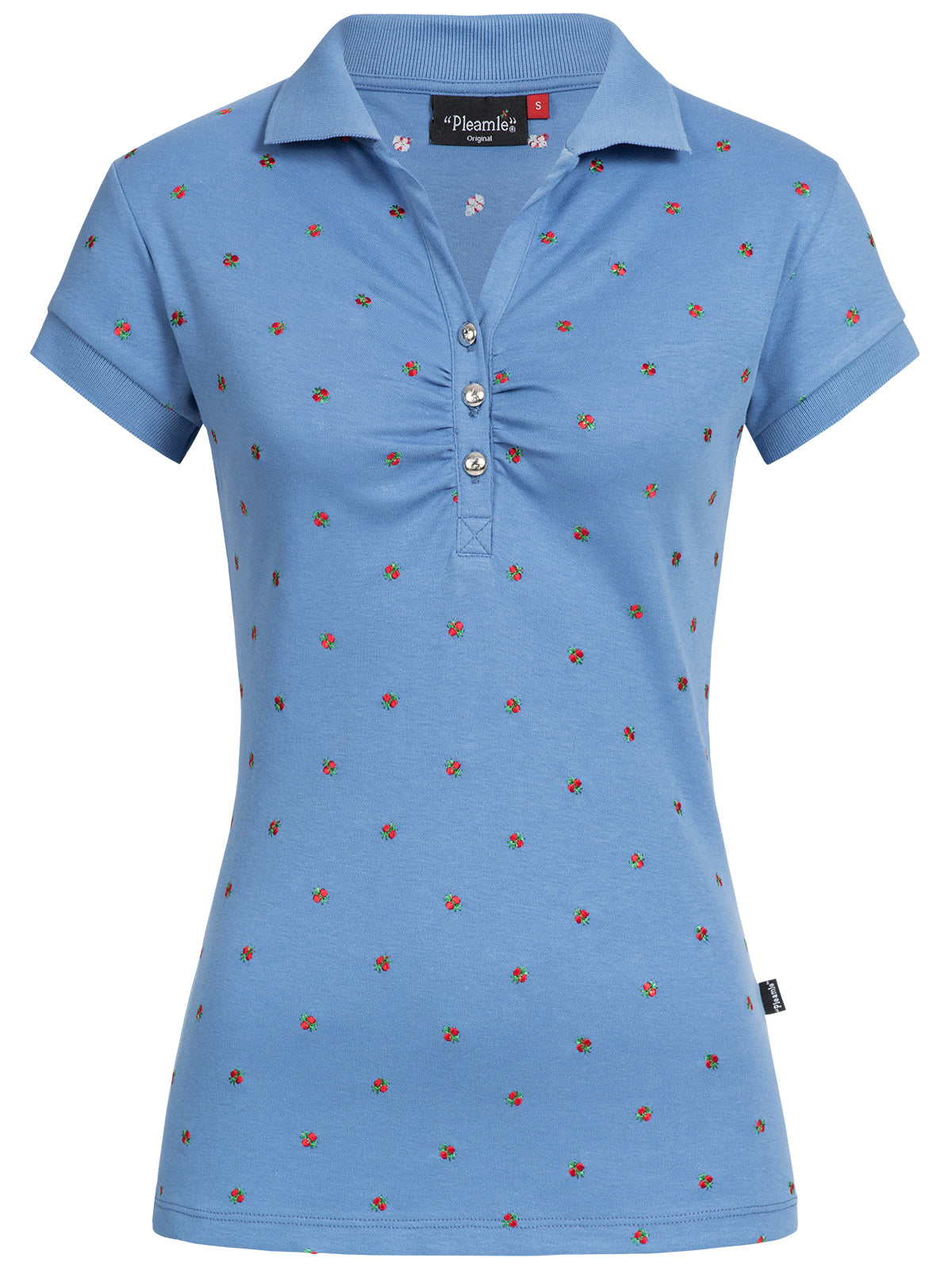 Pleamle Damen Polo GezKnopfl Kurzarm Original hellblau