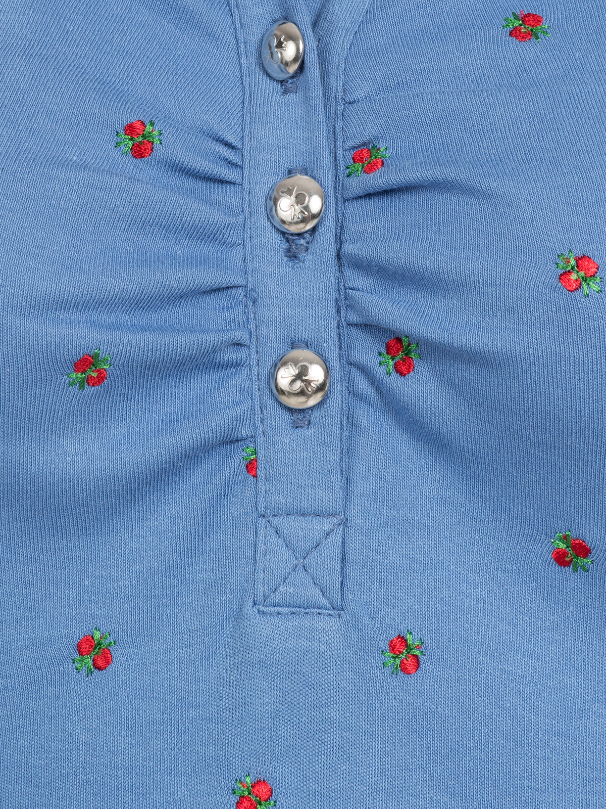 Pleamle Damen Polo Gezogene Knopfleiste Hellblau