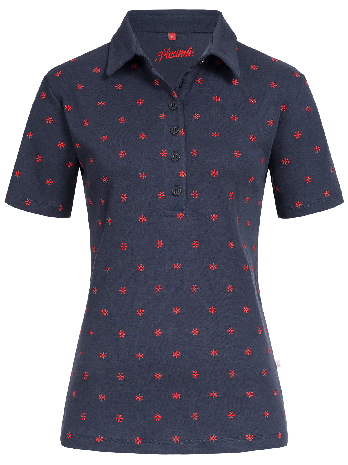 Pleamle Damen Kreuzstich Polo Muster1 dunkelblau