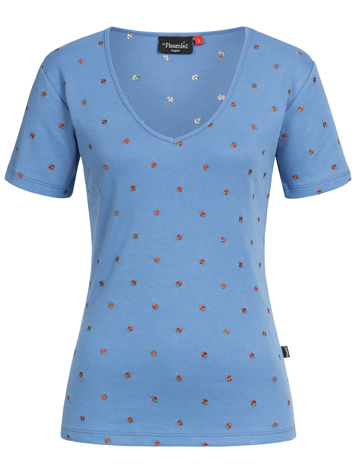 Pleamle Damen Shirt Herzausschnitt Original hellblau
