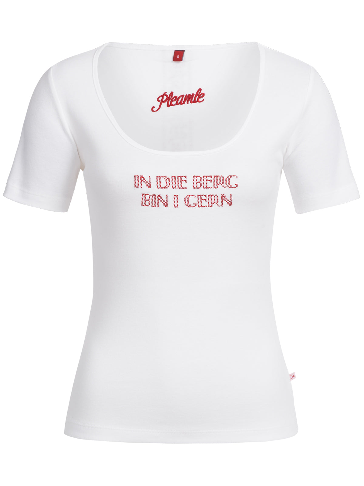 Pleamle Damen Shirt Kreuzstich mit Berg rot