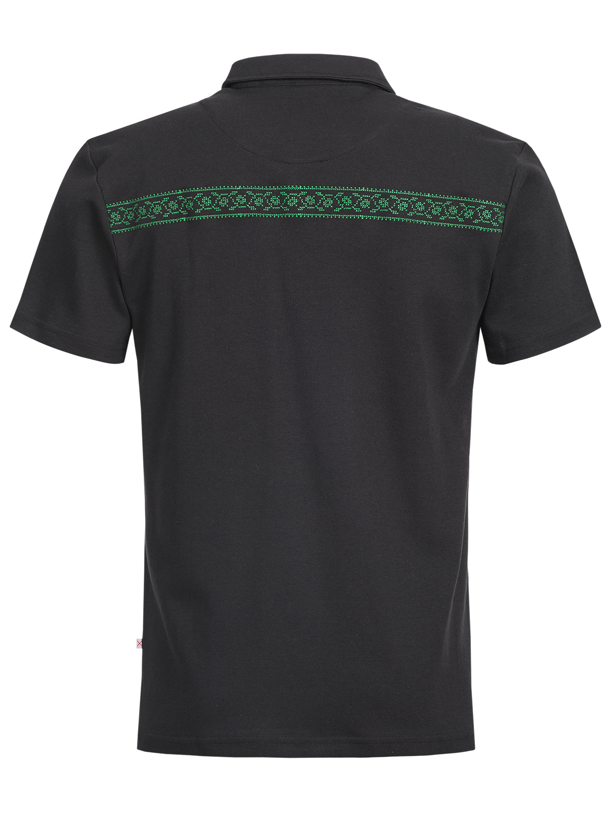 Herren Polo Kreuzstich Panther Schwarz