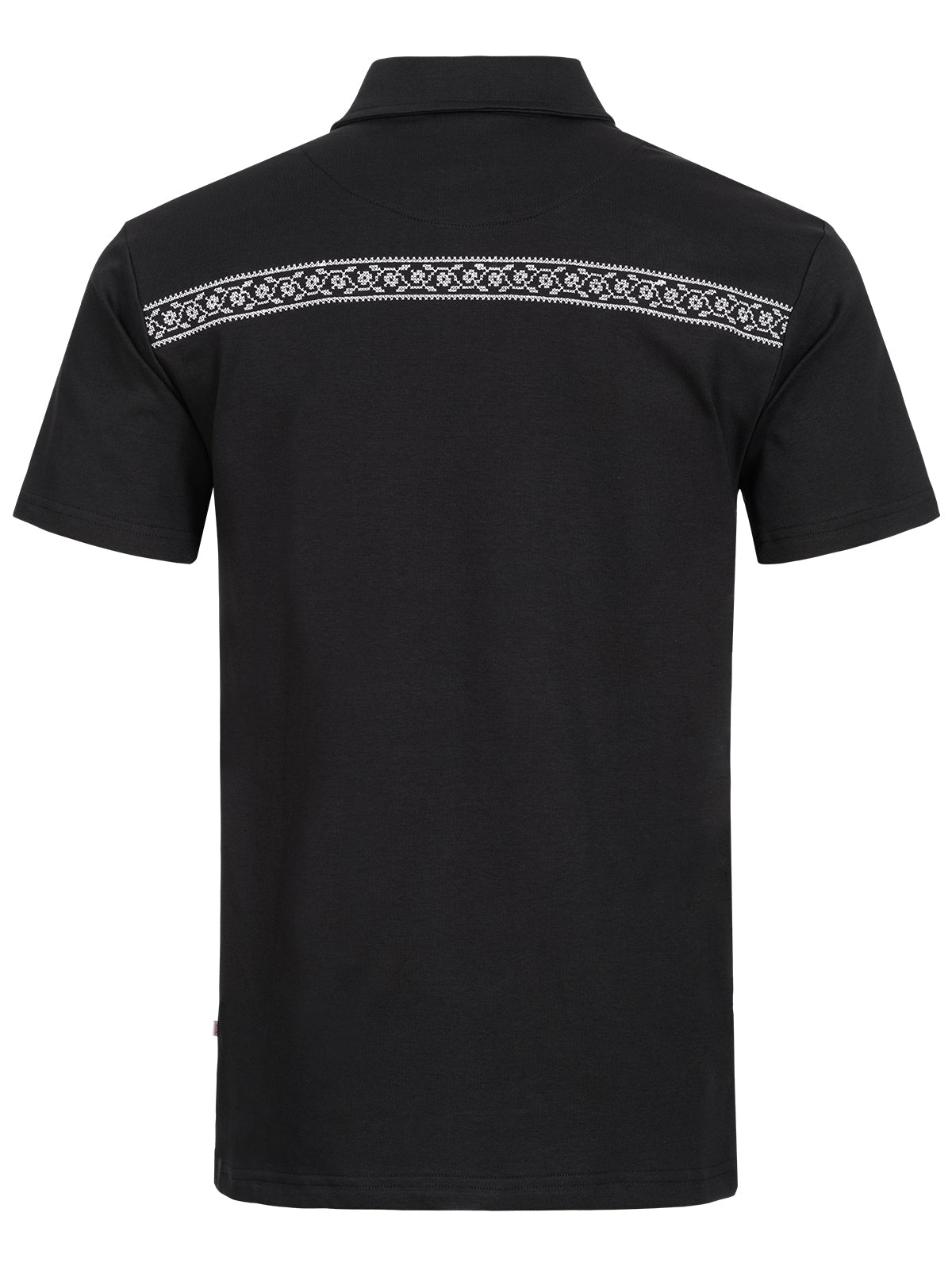 Herren Polo Kreuzstich Panther Schwarz