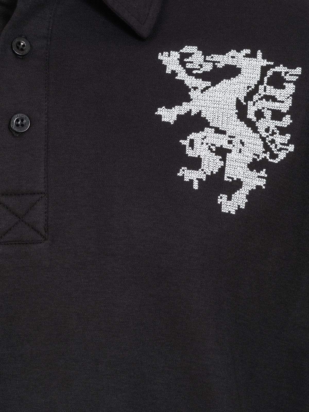 Herren Polo Kreuzstich Panther Schwarz