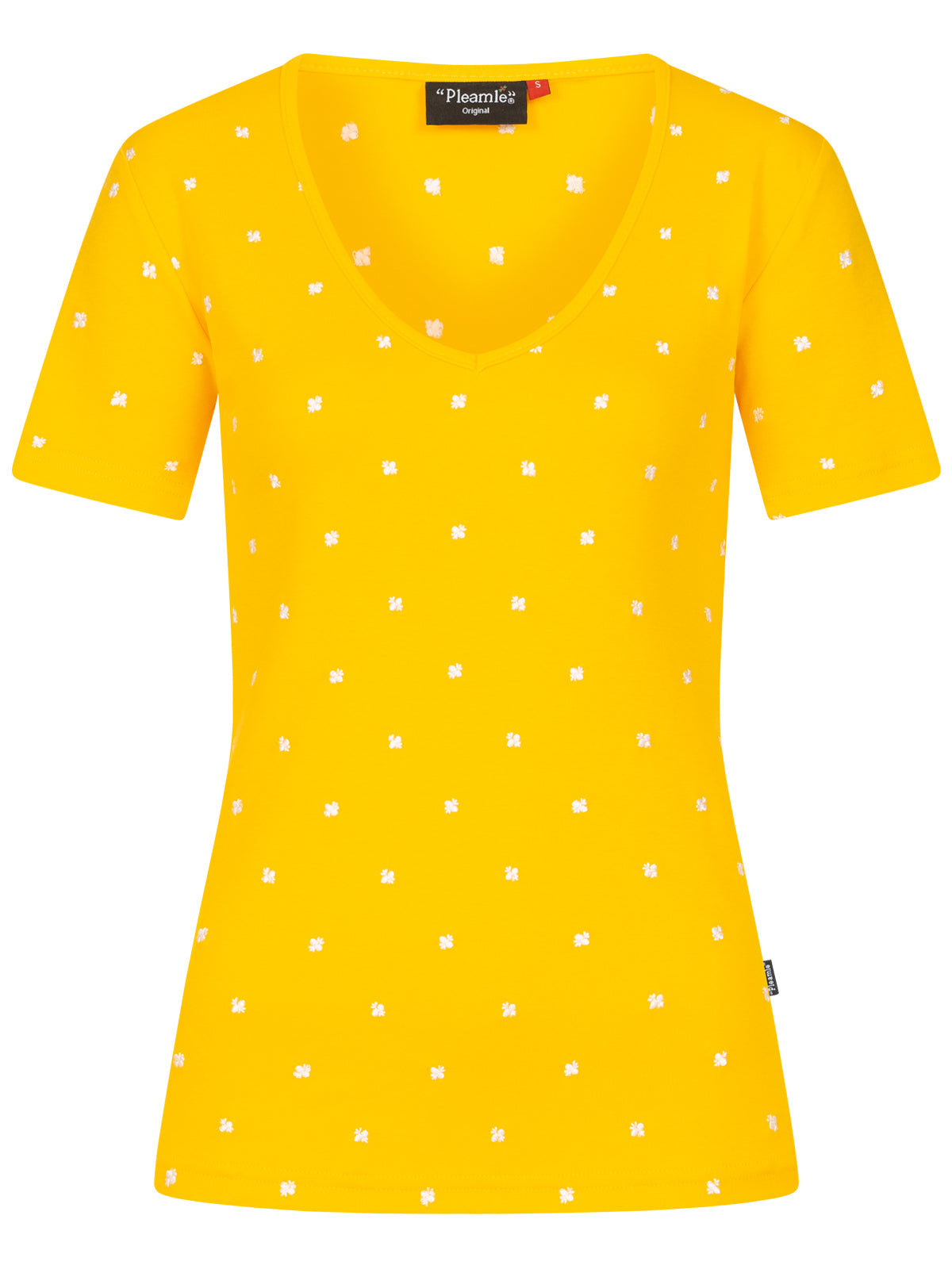 Pleamle Damen Shirt Herzausschnitt Gelb