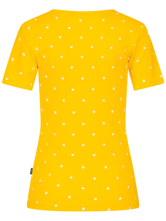 Pleamle Damen Shirt Herzausschnitt Gelb