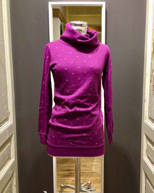 Pleamle Damen Tunika Strick Brombeere