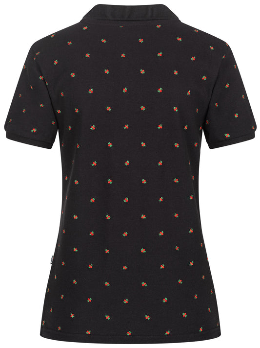 Pleamle Damen Polo BW Pique Schwarz Jubiläum