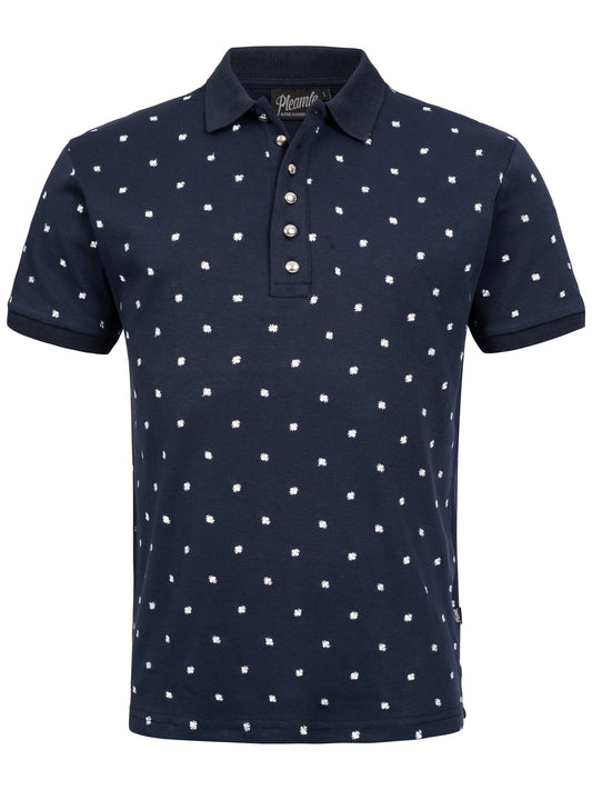 Pleamle Herren Polo BW Pique Elasthan Dunkelblau