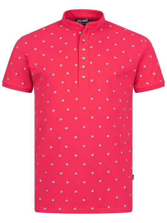 Pleamle Herren Polo BW Pique Elasthan Viva Magenta