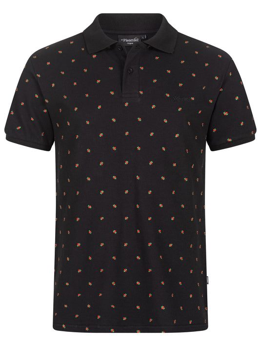 Pleamle Herren Polo BW Pique Schwarz Jubiläum